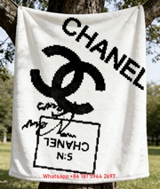 Chanel Vintage Pixel Art CC Logo Flannel Throw Blanket IMG_6668